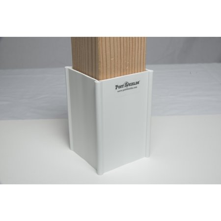 POST SHIELDS. Post Shields Inc. 6 in. H X 4 in. W X 4 in. L Plastic White Fence Post Protection 5282712030